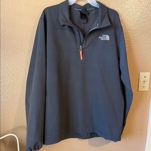 The North Face Men's Dark Gray Half-Zip Pullover with Orange Pull